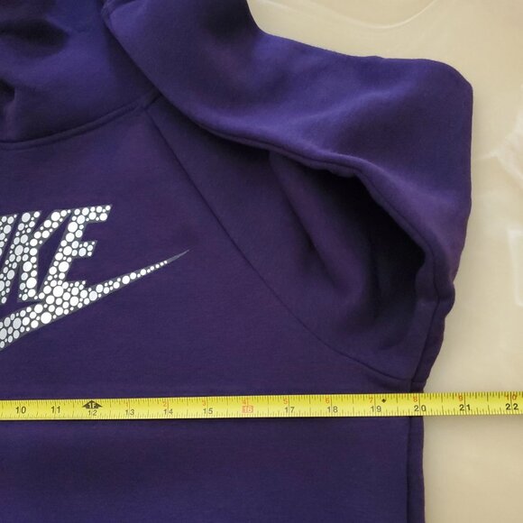 Nike Funnel Neck Deep Purple Metallic Graphic Pullover Hoodie Sweatshirt Small - Picture 8 of 12